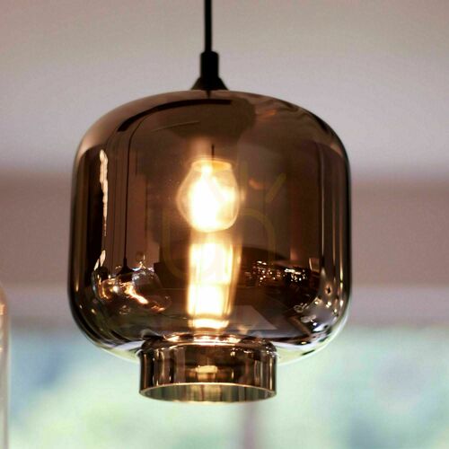 Kontrollera s.luce Velo 188983 pendellampa, brunt glas, Ø 20 cm, E27