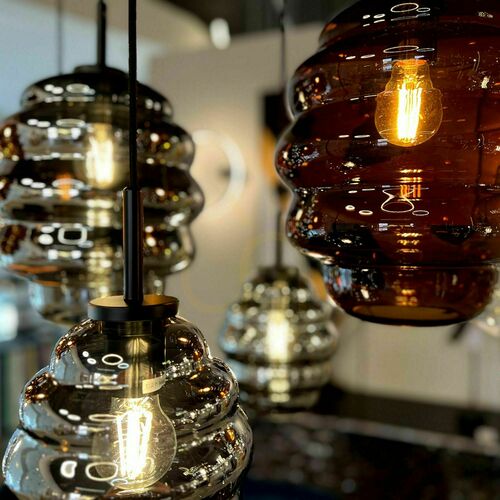 Kontrollera Ljuskrona s.luce Echos glas rökig Ø25 cm E27 1 ljuspunkt 500 cm svart