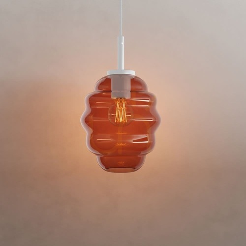 Kontrollera Pendel s.luce Echos 189004 konjaksglas Ø18 cm E27 vit kabel 500 cm