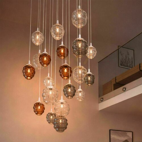 Kontrollera Ljuskrona s.luce Echos rökigt glas 18 cm E27 pendellampa