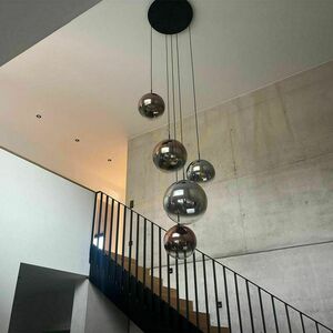 Pendellampa s.luce Orb, glaskula 40 cm, kopparfärgad gradient, svart upphängning, E27, 500 cm small 7