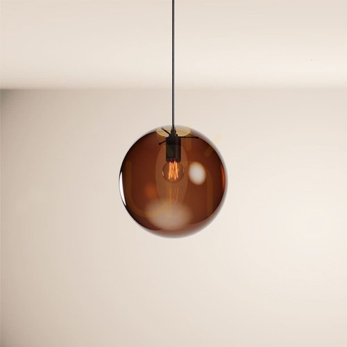 Kontrollera s.luce Orb pendellampa, brunt glasklot 30 cm, 5 m upphängning, E27