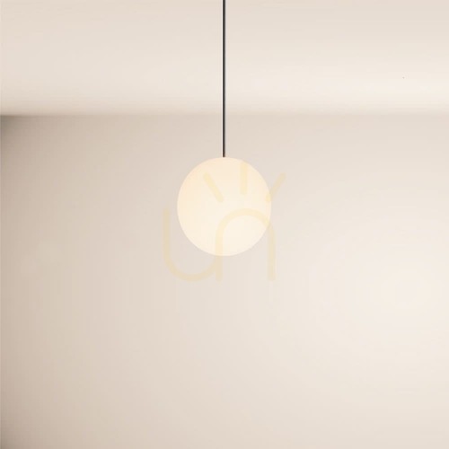 Kontrollera Pendellampa s.luce Orb, vitt glasklot 20 cm, svart upphängning 500 cm, E27