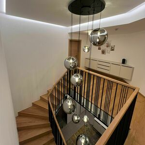 Ljuskrona s.luce Orb glas transparent Ø20 cm E27 svart small 0