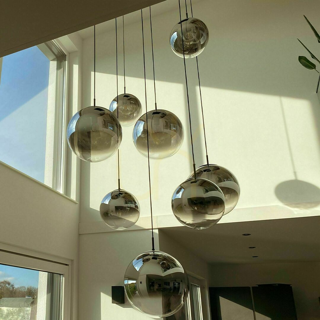 Display Ljuskrona s.luce Orb rökglas 50 cm E27, svart, modern minimalism Ljuskrona s.luce Orb rökglas 50 cm E27, svart, modern minimalism
