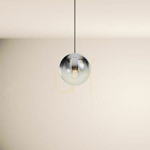 Kontrollera Pendellampa s.luce Orb glasklot rökfärgad toning 20 cm E27 svart upphängning 150 cm