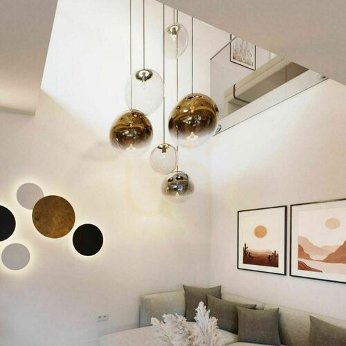 Kontrollera Pendellampa s.luce Orb glas koppar 30 cm E27 rund modern