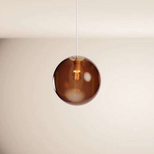 Kontrollera Ljuskrona s.luce Orb glasboll brun Ø30 cm 1 lampa E27 minimalism