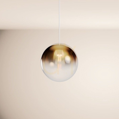 Kontrollera Ljuskrona s.luce Orb glas metall gyllene 30 cm rund svart E27 plafondlampa