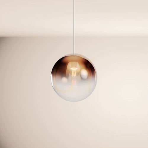 Kontrollera Pendellampa s.luce Orb kopparfärgad glaskula 30 cm E27 500 cm upphängning