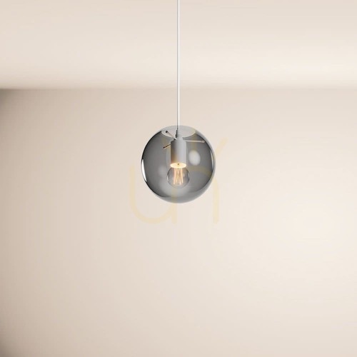 Kontrollera s.luce Orb takpendel 20 cm E27, rökfärgat glas och vit upphängning