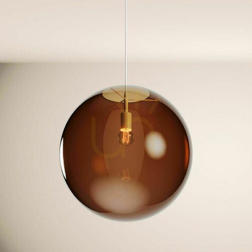 Kontrollera Pendellampa s.luce Orb brun glaskula 50 cm, vit upphängning, 1x E27