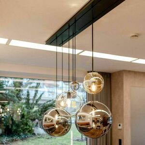 Pendellampa s.luce Orb glas brun rund 50 cm E27 dimbar bysättning small 3