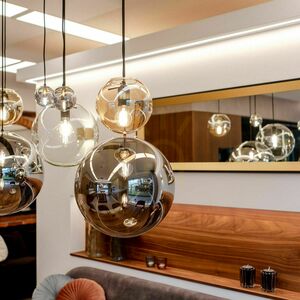 Pendellampa s.luce Orb glas brun rund 50 cm E27 dimbar bysättning small 8