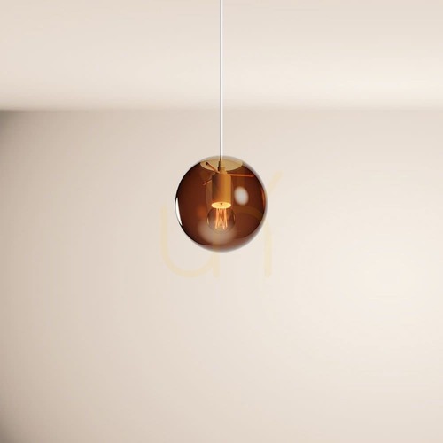 Kontrollera Pendellampa s.luce Orb brun glas metall rund 20 cm 150 cm E27 dimbar