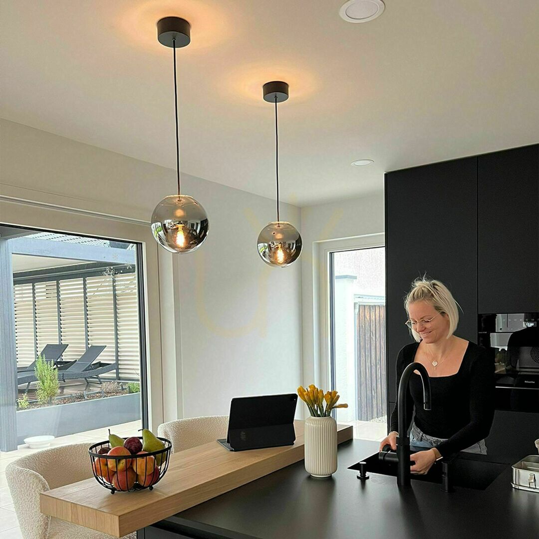 Kontrollera Pendellampa s.luce Orb rökig glas 50 cm E27 modern 150 cm Pendellampa s.luce Orb rökig glas 50 cm E27 modern 150 cm