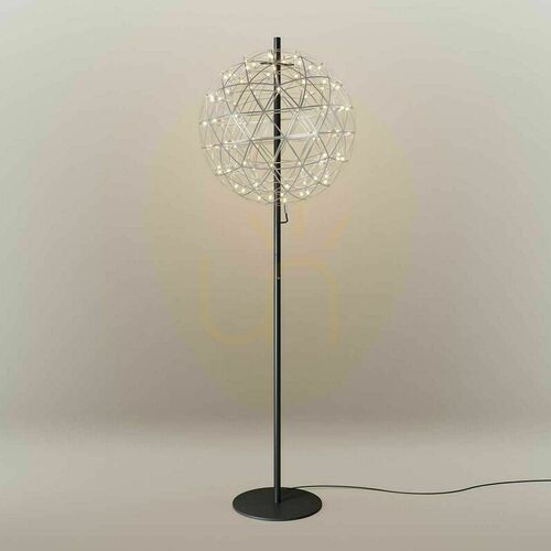 Kontrollera Golvlampa s.luce Atom LED svart metall Ø 70 cm, 208 cm, touchdimmer