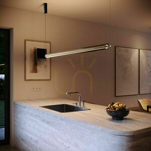 s.luce Ranya 190243 LED-pendellampa, guldfärgad, rökfärgat glas, 160 cm, med fjärrkontroll small 1
