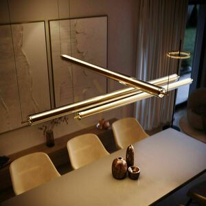 s.luce Ranya 190243 LED-pendellampa, guldfärgad, rökfärgat glas, 160 cm, med fjärrkontroll small 0