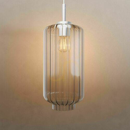 Kontrollera Pendellampa s.luce Velo klart glas Ø 18 cm E27, vit upphängning 500 cm