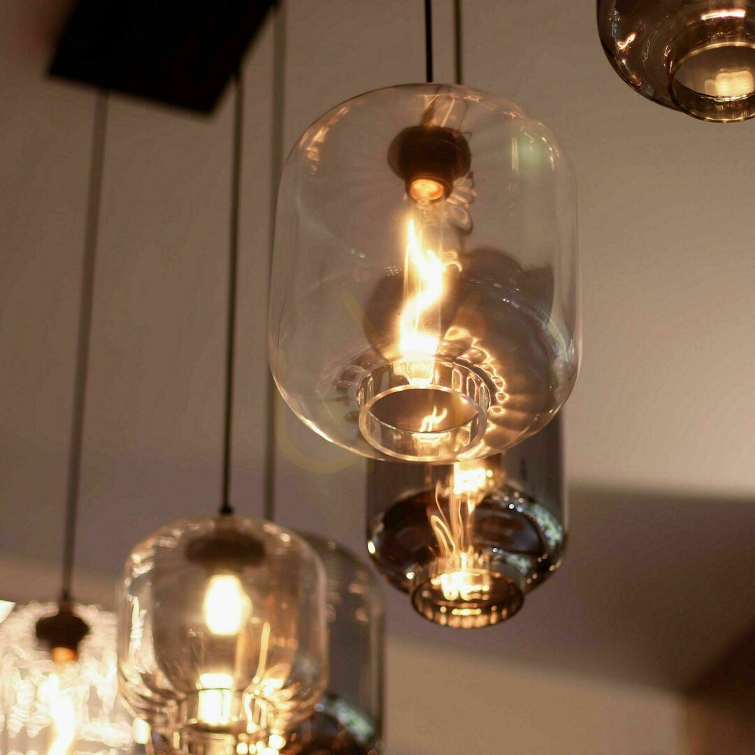 Utsikt Ljuskrona s.luce Velo glaspendel rökig, 1 ljuspunkt, E27, 18 cm Ljuskrona s.luce Velo glaspendel rökig, 1 ljuspunkt, E27, 18 cm