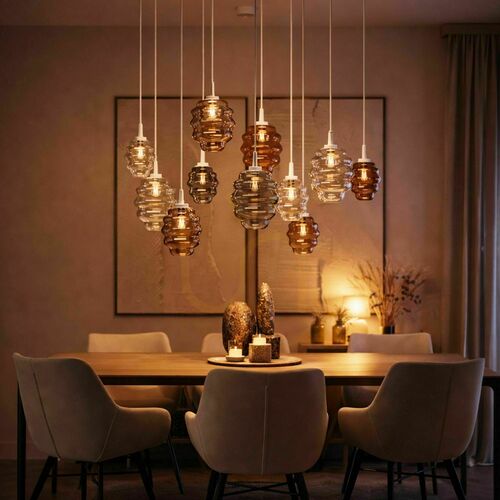 Kontrollera Pendellampa s.luce Echos glas brun Ø18 cm modern
