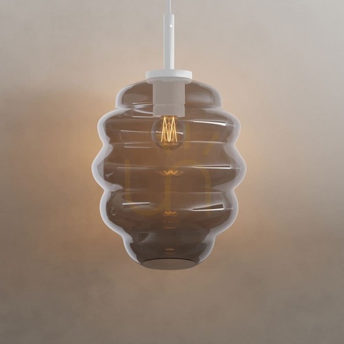Kontrollera Pendellampa s.luce Echos rökglas 25 cm, oval, modern, E27