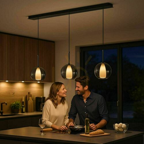 Kontrollera Ljuskrona s.luce Belluna 3-ljus glas metall flerfärgad rund 14 cm