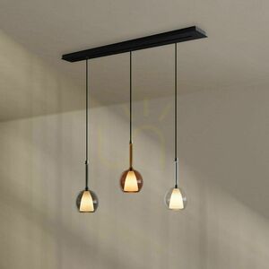 Ljuskrona s.luce Belluna brun glas metall 3-ljus för matbord small 4