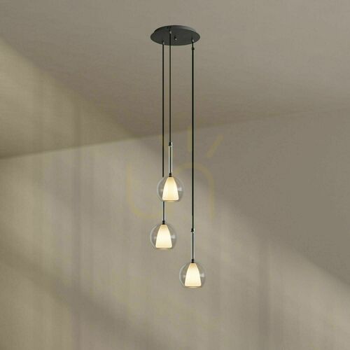 Kontrollera Ljuskrona s.luce Belluna 3-lågig transparent glas Ø40 cm