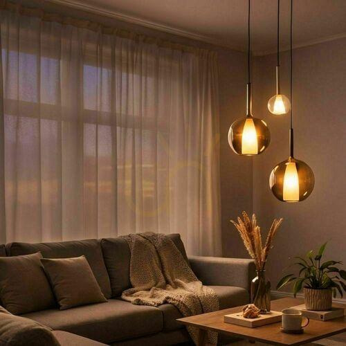 Kontrollera Ljuskrona s.luce Belluna i glas och metall, 3 lampor, transparent, Ø 40 cm