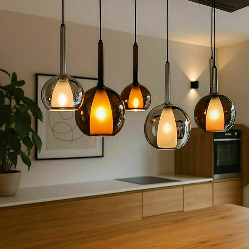 Kontrollera Ljuskrona s.luce Belluna 5-armad flerfärgad glas metall 160 cm