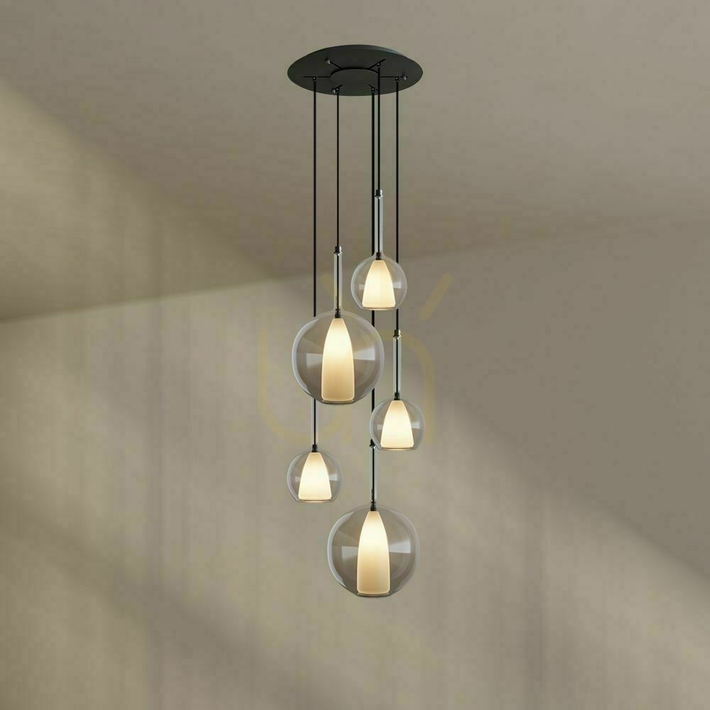 Kontrollera Ljuskrona s.luce Belluna 5-ljus transparent minimalistisk E14/E27 Ø60 cm Ljuskrona s.luce Belluna 5-ljus transparent minimalistisk E14/E27 Ø60 cm