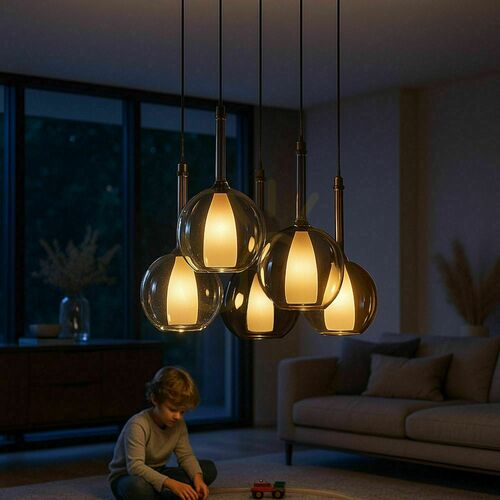 Kontrollera Ljuskrona s.luce Belluna 5-ljus glas metall flerfärgad Ø60 cm