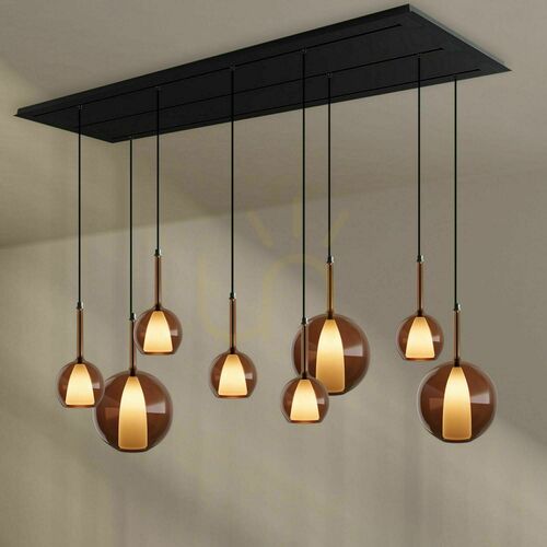 Kontrollera Ljuskrona s.luce Belluna 8-ljus Rökig 24 cm minimalism