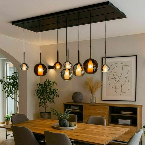 Kontrollera Ljuskrona s.luce Belluna 8-ljus Rökig 24 cm minimalism