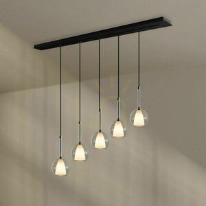 Ljuskrona s.luce Belluna brun glas metall 5 lampor till matsal small 2