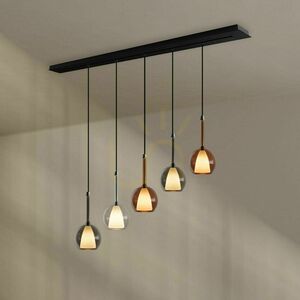 Ljuskrona s.luce Belluna brun glas metall 5 lampor till matsal small 3