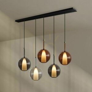 Ljuskrona s.luce Belluna brun glas metall 5 lampor till matsal small 8
