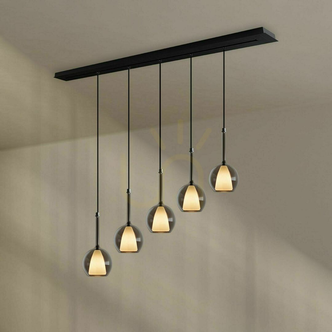Utsikt Ljuskrona s.luce Belluna 5-ljus multicolor glas metall rund Ljuskrona s.luce Belluna 5-ljus multicolor glas metall rund