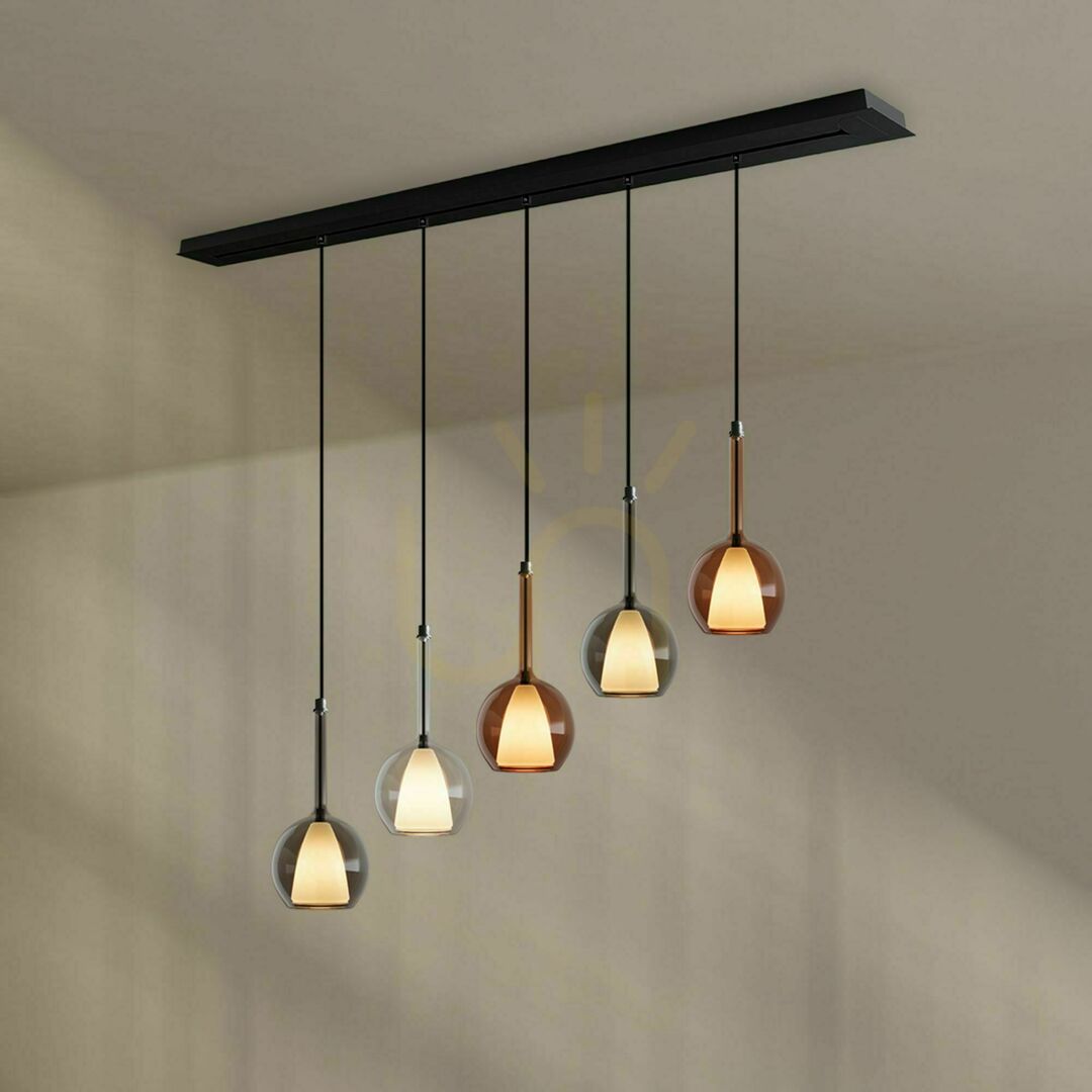 Display Ljuskrona s.luce Belluna 5-ljus multicolor glas metall rund Ljuskrona s.luce Belluna 5-ljus multicolor glas metall rund