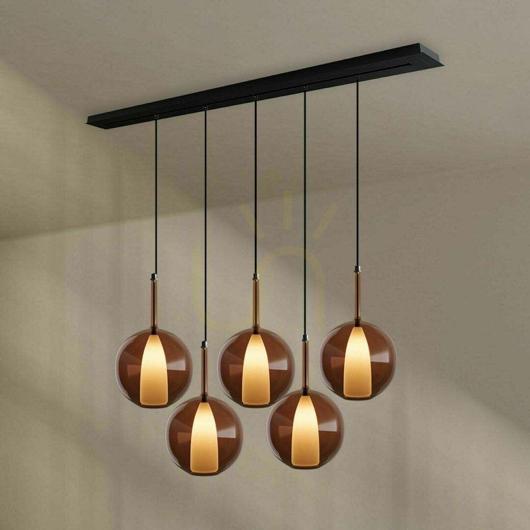 Visa Ljuskrona s.luce Belluna 5-ljus multicolor glas metall rund Ljuskrona s.luce Belluna 5-ljus multicolor glas metall rund