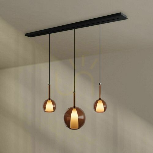 Kontrollera Ljuskrona s.luce Belluna 3-ljus glas metall flerfärgad modern E27 24 cm