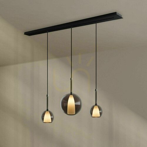 Kontrollera Ljuskrona s.luce Belluna rökigt glas 3 ljuspunkter E14/E27 150 cm