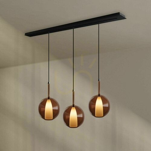 Kontrollera Ljuskrona s.luce Belluna brun glas metall 3 ljuskällor E27 rund 24 cm
