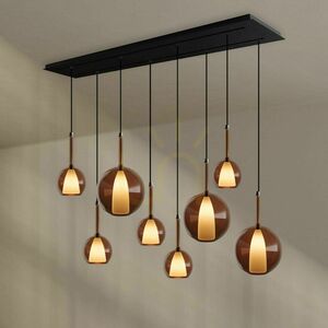 Ljuskrona s.luce Belluna brun glas metall 8-armad rund 150 cm small 1
