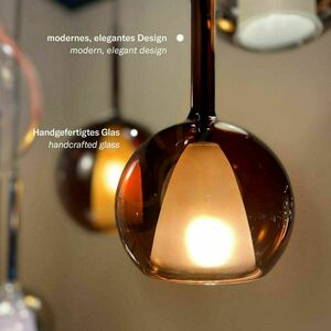 Ljuskrona s.luce Belluna brun glas metall 8-armad rund 150 cm small 12