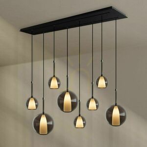 Ljuskrona s.luce Belluna brun glas metall 8-armad rund 150 cm small 2