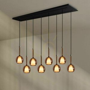 Ljuskrona s.luce Belluna brun glas metall 8-armad rund 150 cm small 5