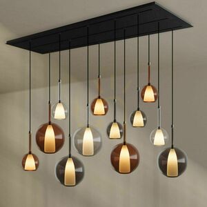 Ljuskrona s.luce Belluna transparent glas metall 12-armar 3 rader small 3